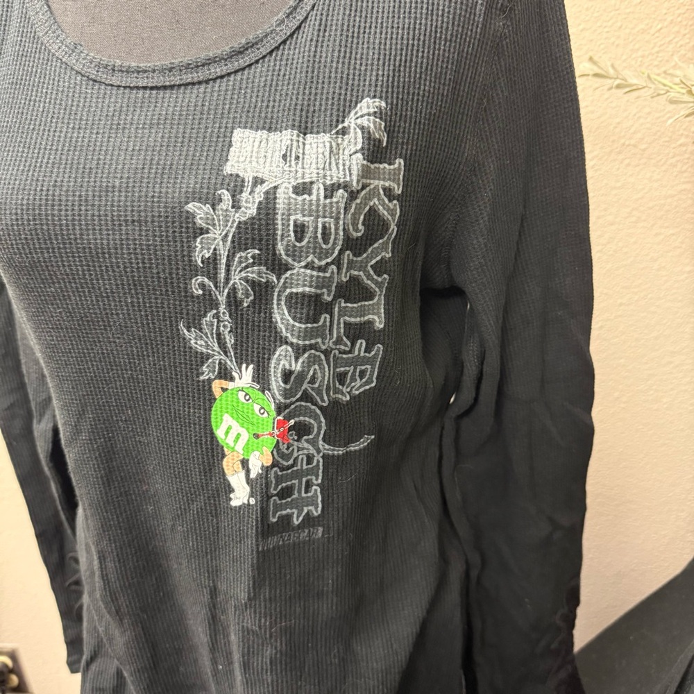 Kyle Busch NASCAR M&M’s Black Thermal Lace Long Sleeve Top by Chase Authentics - Picture 2 of 10